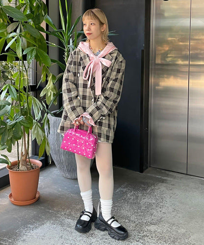 HELLO.SANFRANCISCO 花形紐扣格紋寬鬆夾克