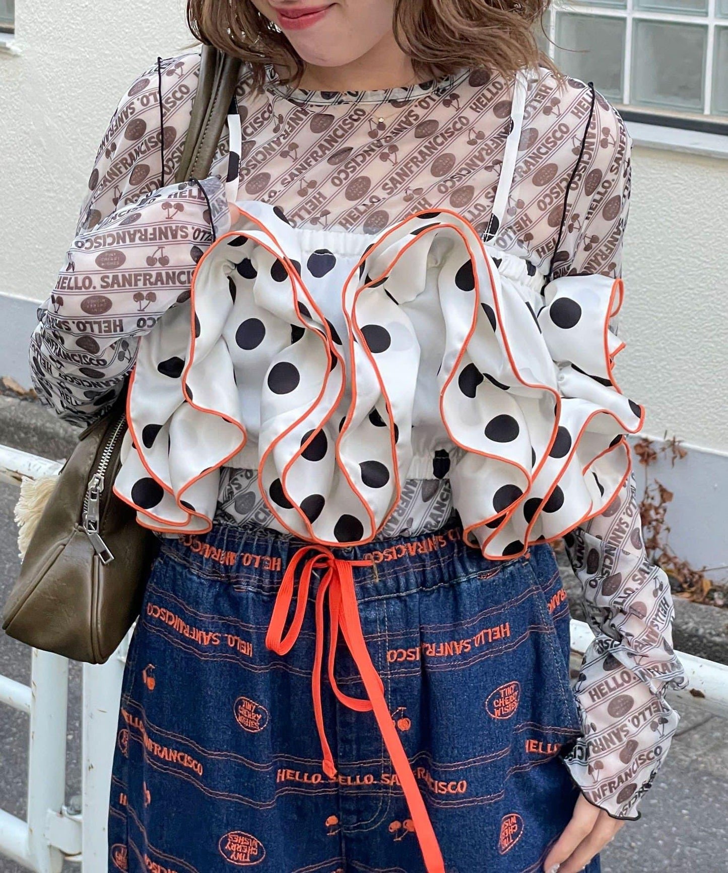 HELLO.SANFRANCISCO ハローサンフランシスコ 波點荷葉邊背心