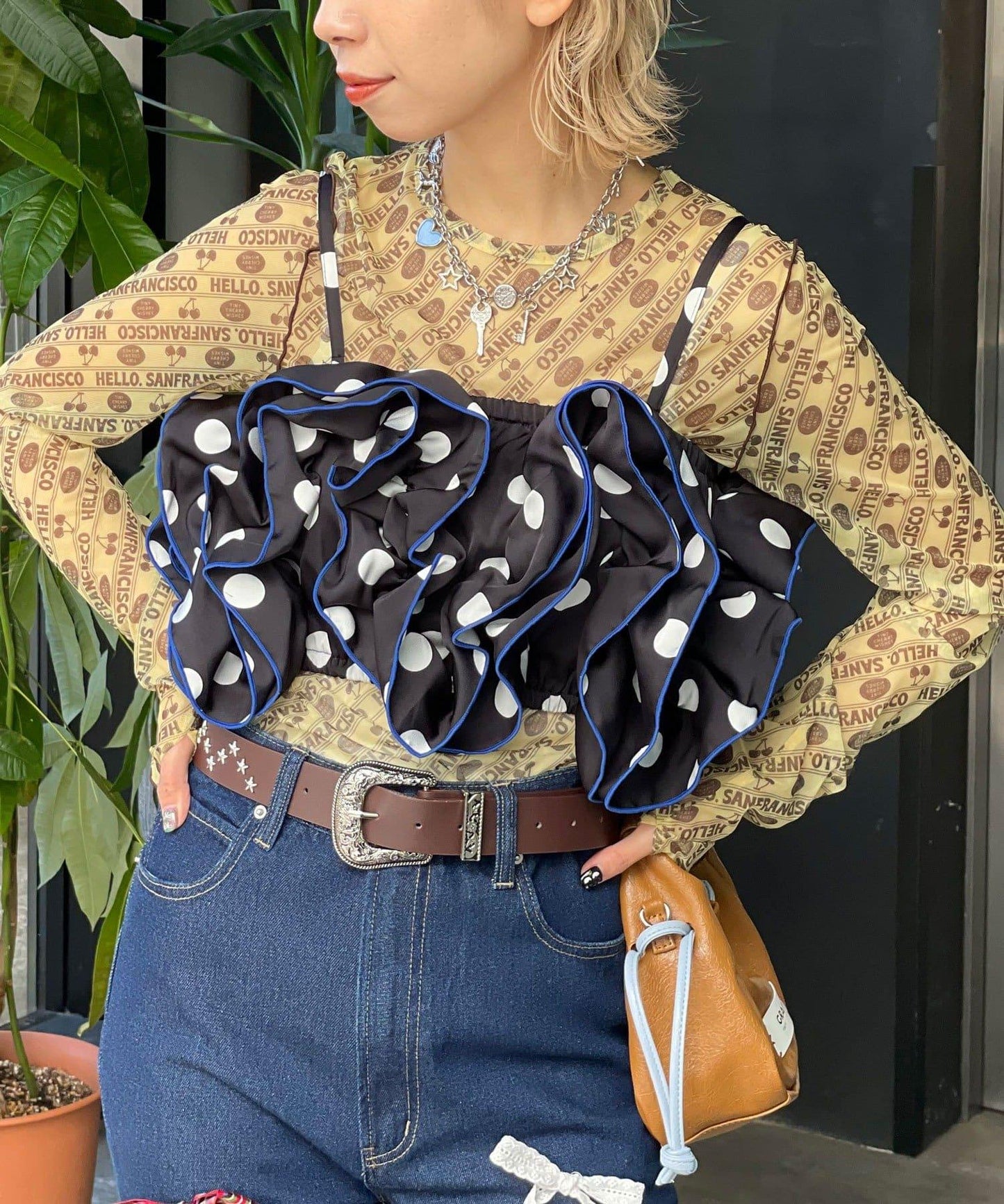 HELLO.SANFRANCISCO ハローサンフランシスコ 波點荷葉邊背心