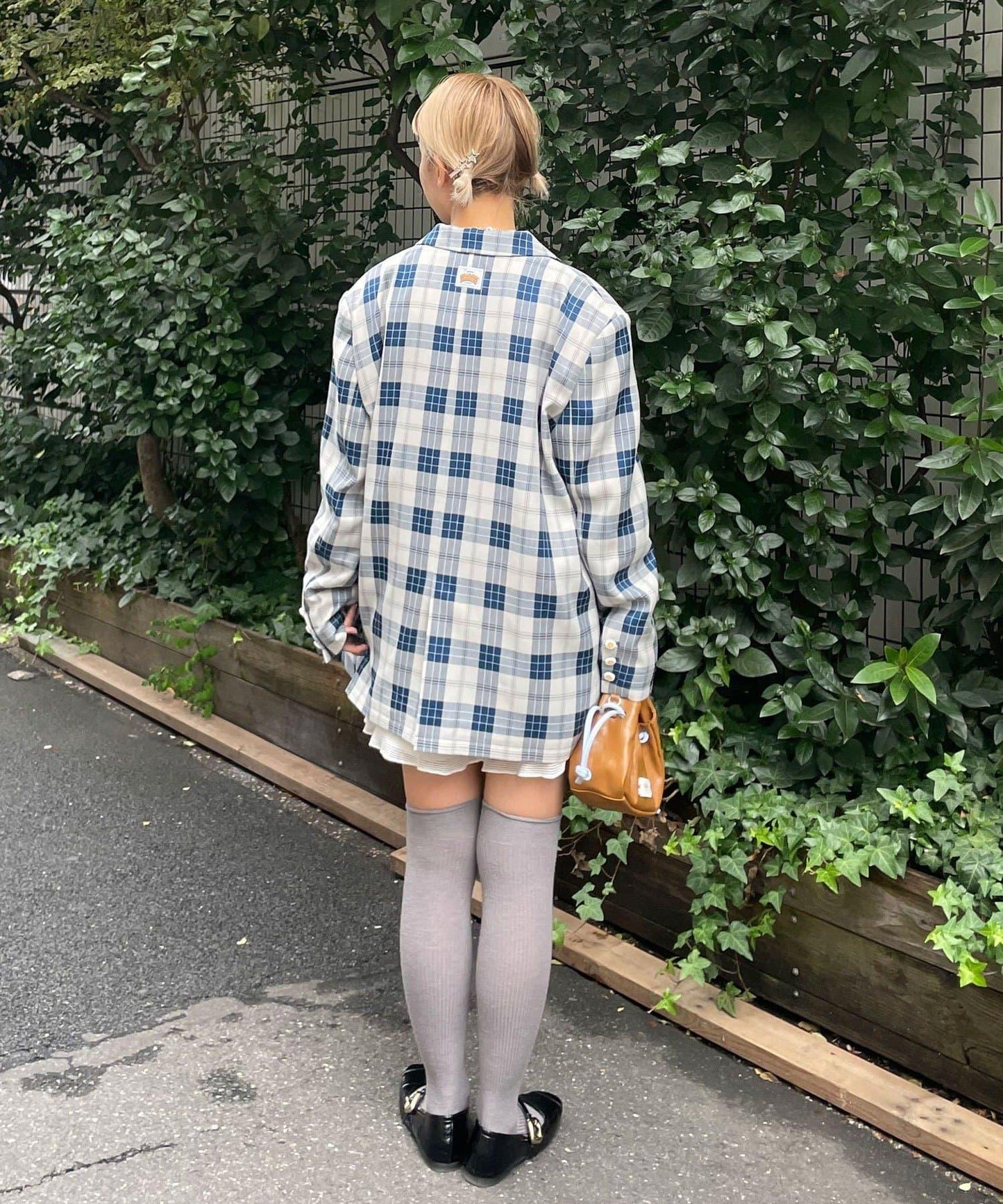 HELLO.SANFRANCISCO 花形紐扣格紋寬鬆夾克