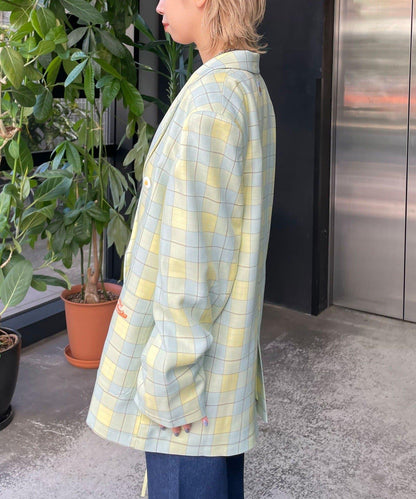 HELLO.SANFRANCISCO 花形紐扣格紋寬鬆夾克