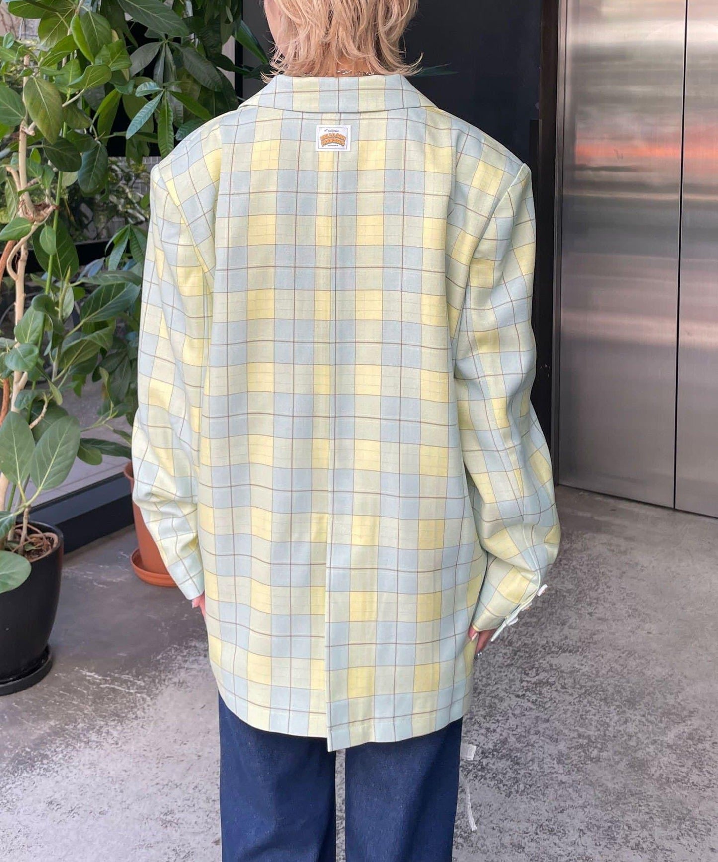 HELLO.SANFRANCISCO 花形紐扣格紋寬鬆夾克