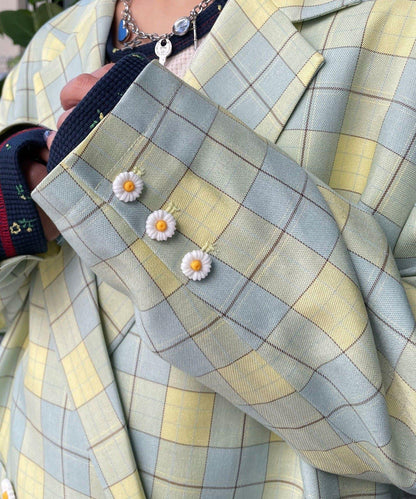 HELLO.SANFRANCISCO 花形紐扣格紋寬鬆夾克