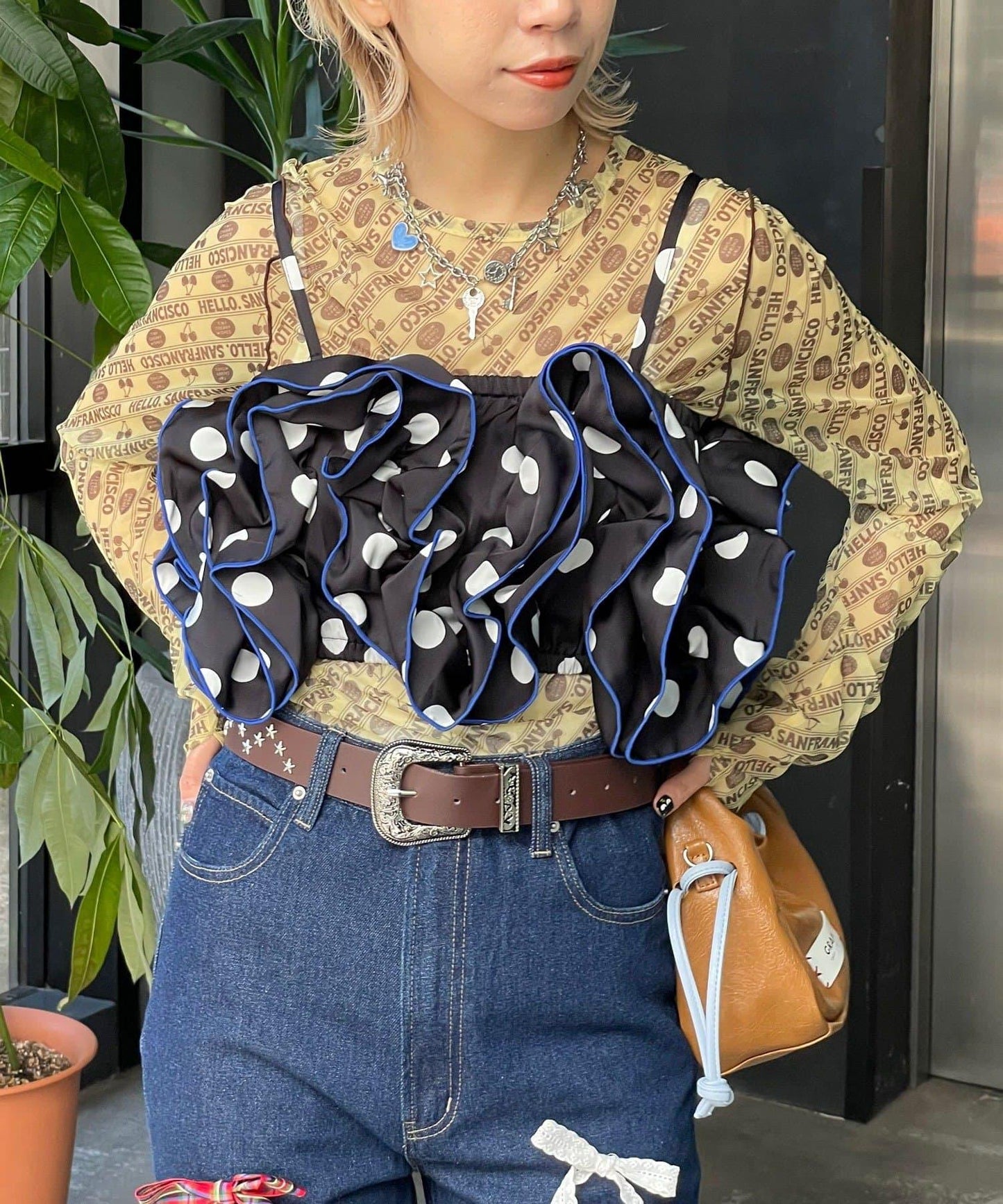 HELLO.SANFRANCISCO ハローサンフランシスコ 波點荷葉邊背心