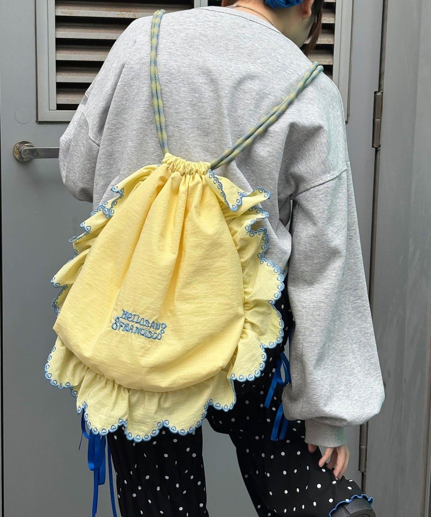 HELLO.SANFRANCISCO ハローサンフランシスコ 傘繩荷葉邊設計 束口揹包