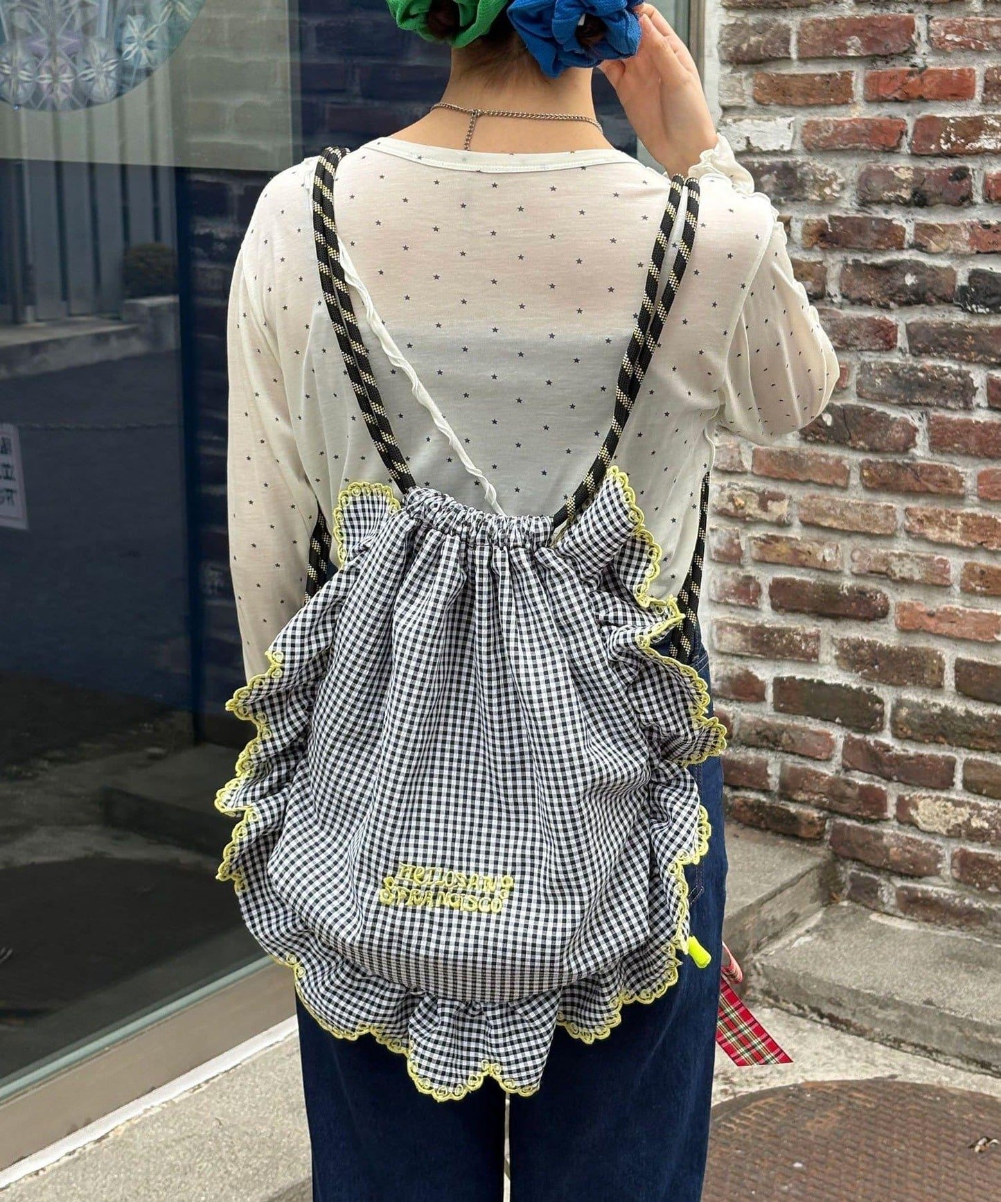 HELLO.SANFRANCISCO ハローサンフランシスコ 傘繩荷葉邊設計 束口揹包