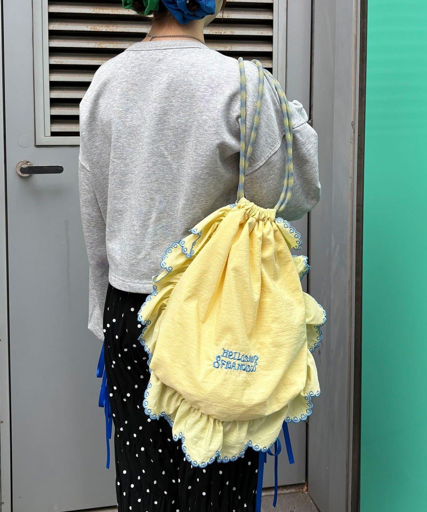 HELLO.SANFRANCISCO ハローサンフランシスコ 傘繩荷葉邊設計 束口揹包