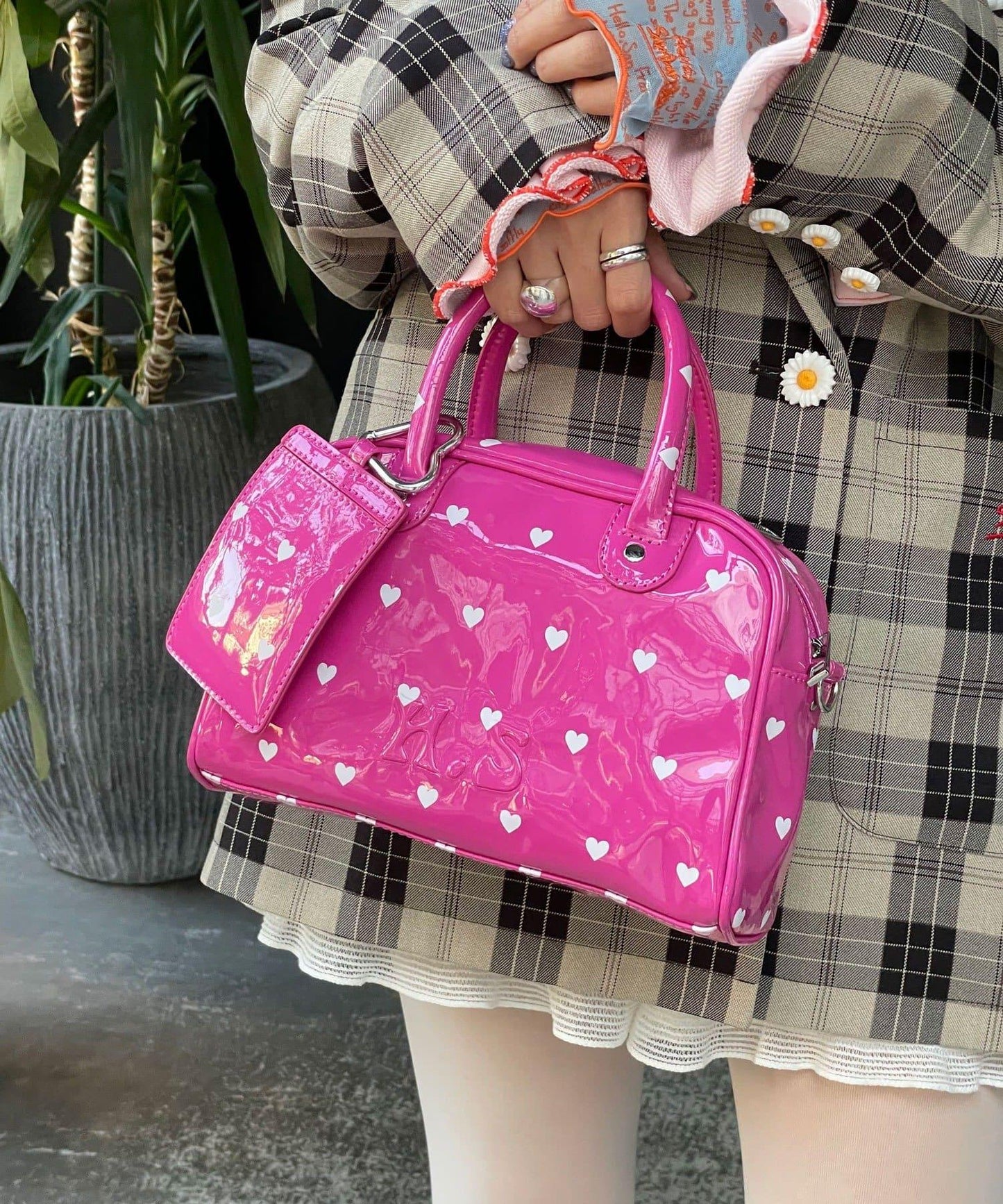 HELLO.SANFRANCISCO ハローサンフランシスコ 心形印花漆皮迷你波士頓包