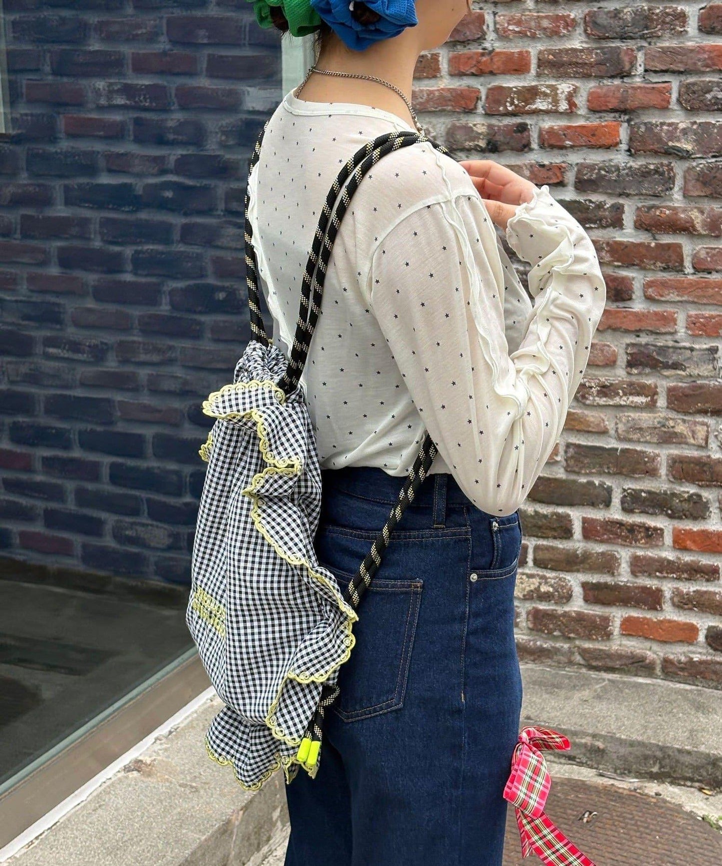 HELLO.SANFRANCISCO ハローサンフランシスコ 傘繩荷葉邊設計 束口揹包