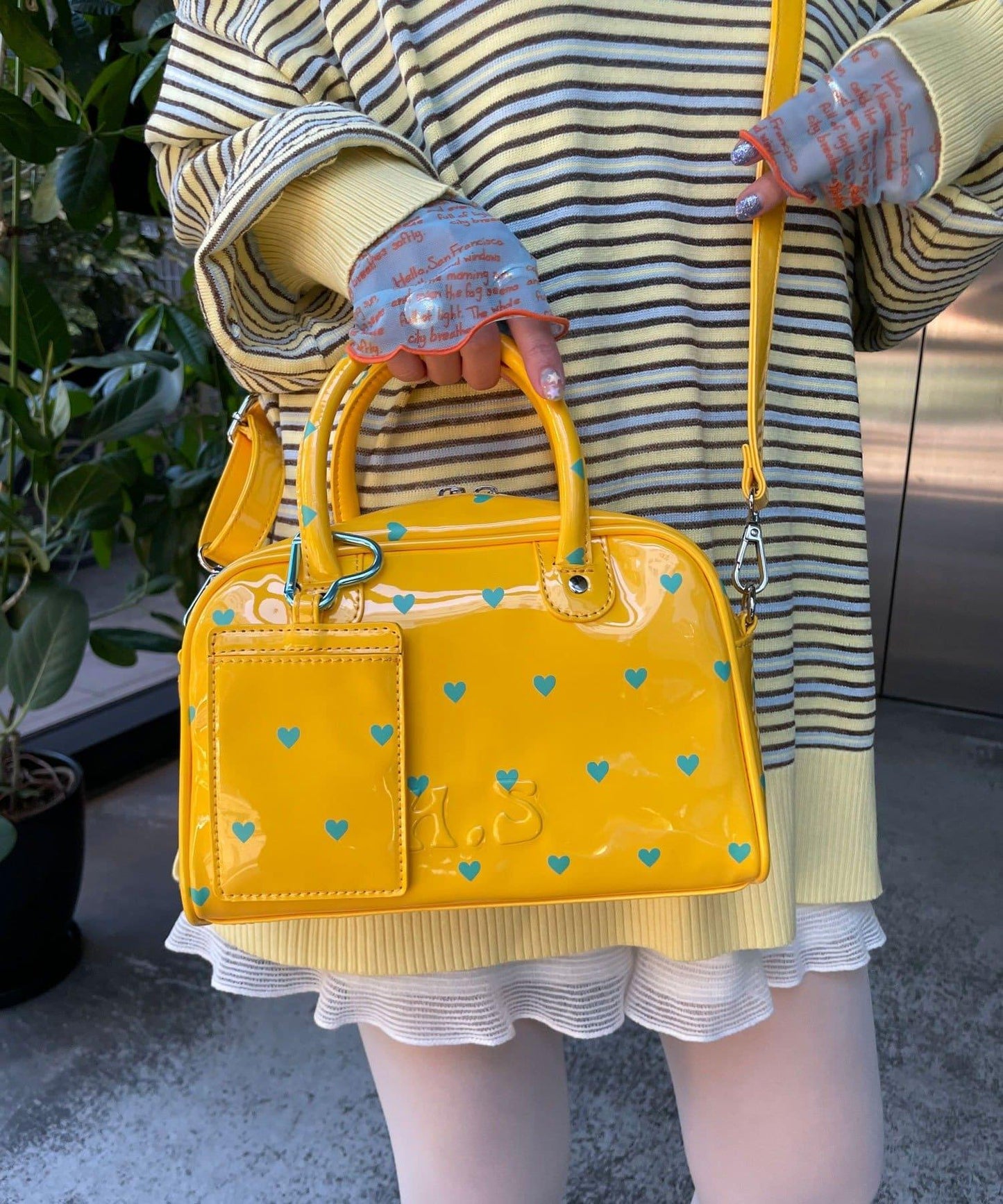 HELLO.SANFRANCISCO ハローサンフランシスコ 心形印花漆皮迷你波士頓包