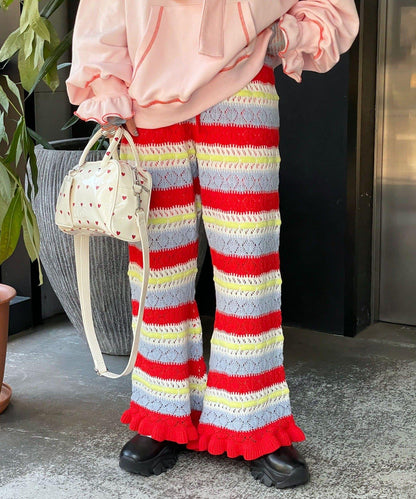 HELLO.SANFRANCISCO 鏤空條紋針織褲