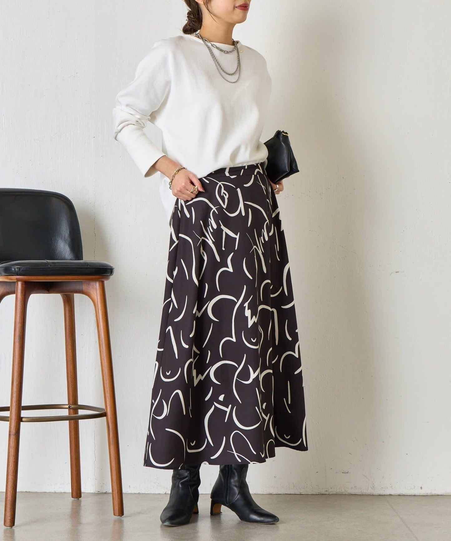 條紋圖案 傘擺款 半身裙