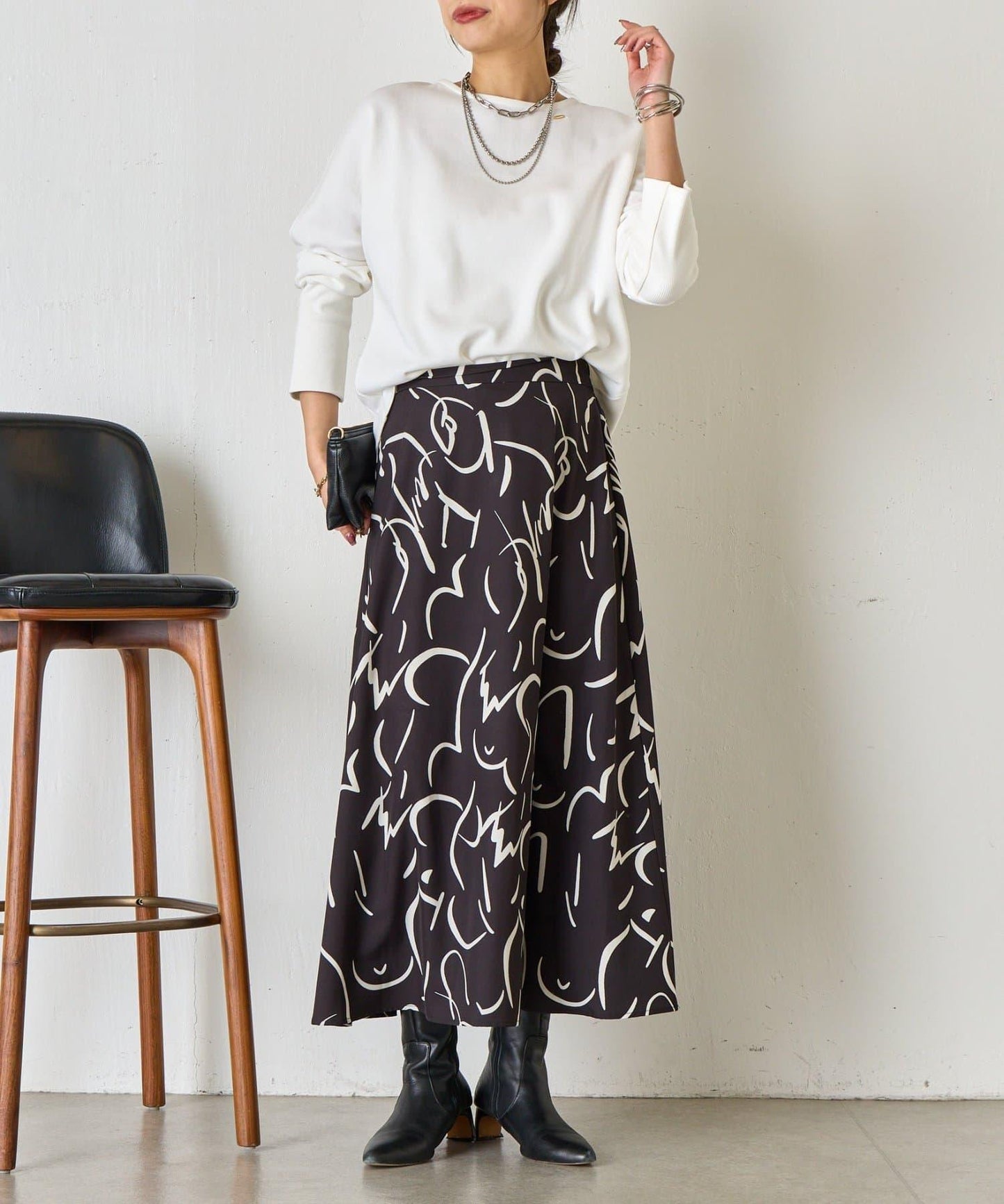 條紋圖案 傘擺款 半身裙