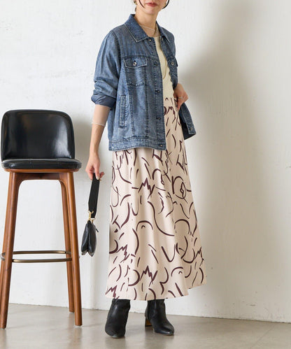 條紋圖案 傘擺款 半身裙