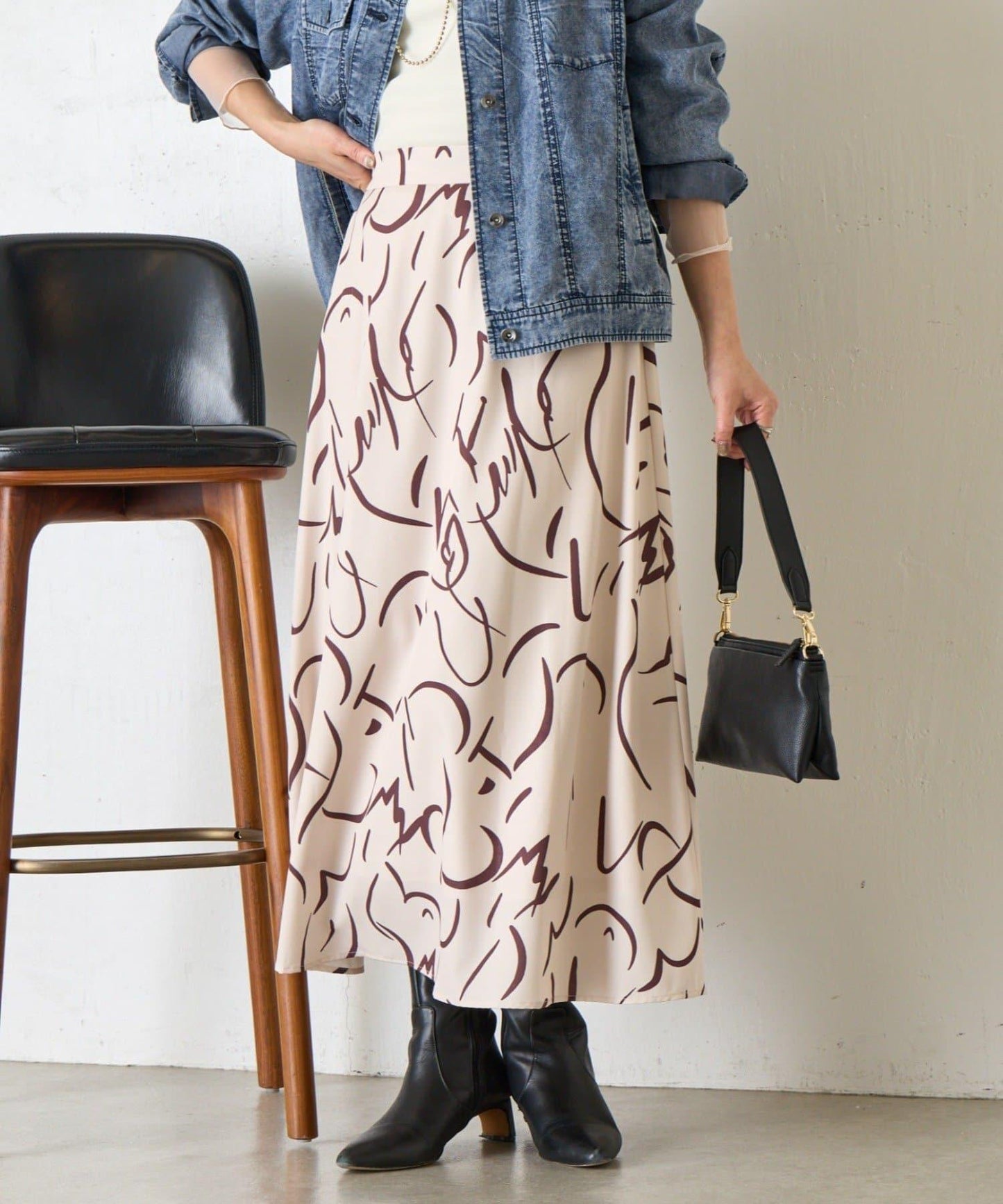 條紋圖案 傘擺款 半身裙