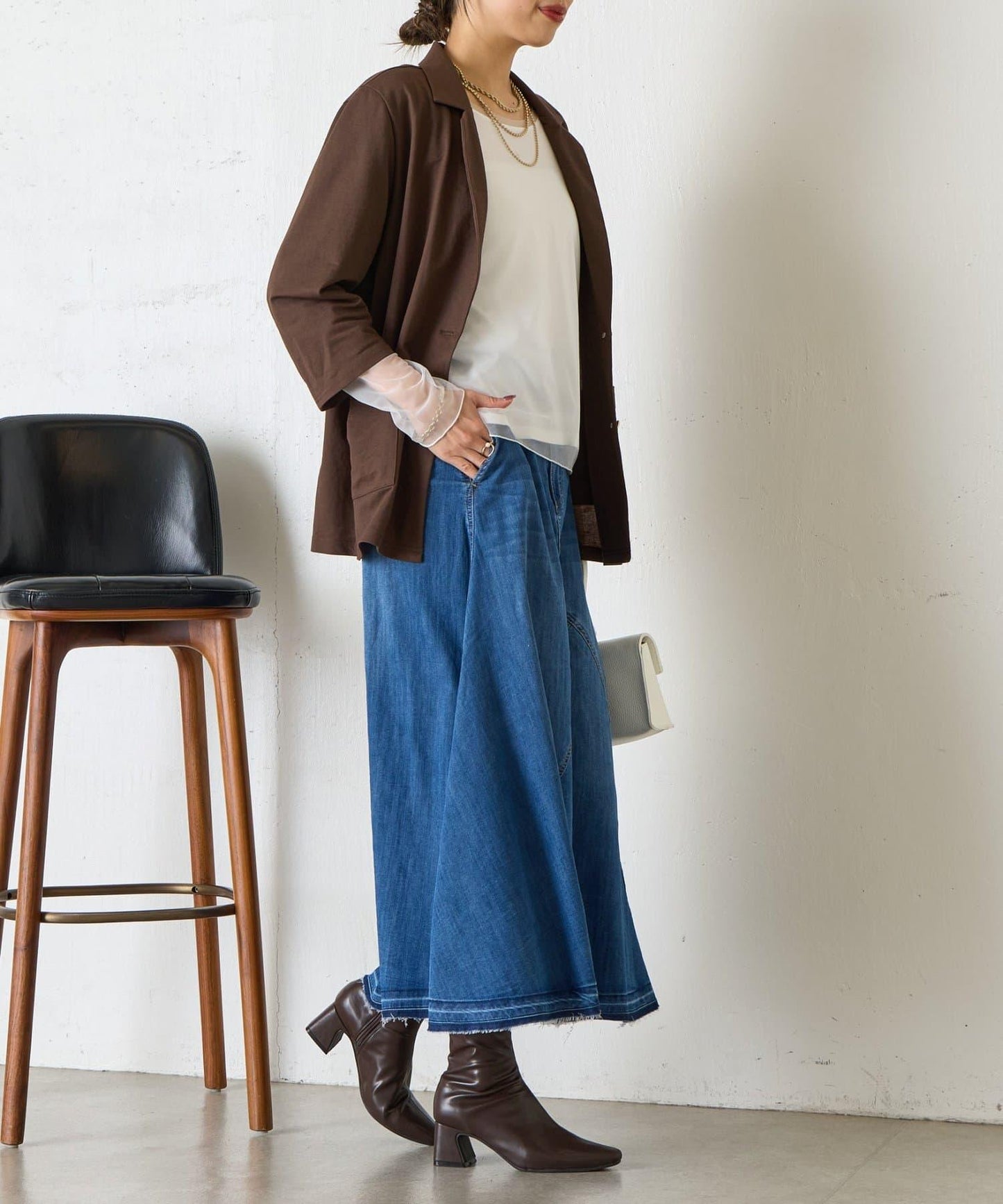 網紗拼接針織打底上衣