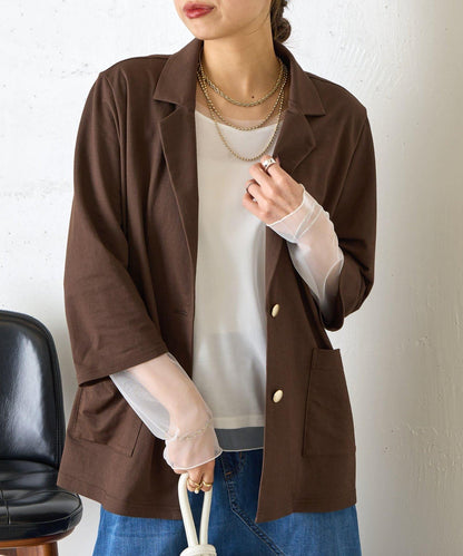 網紗拼接針織打底上衣