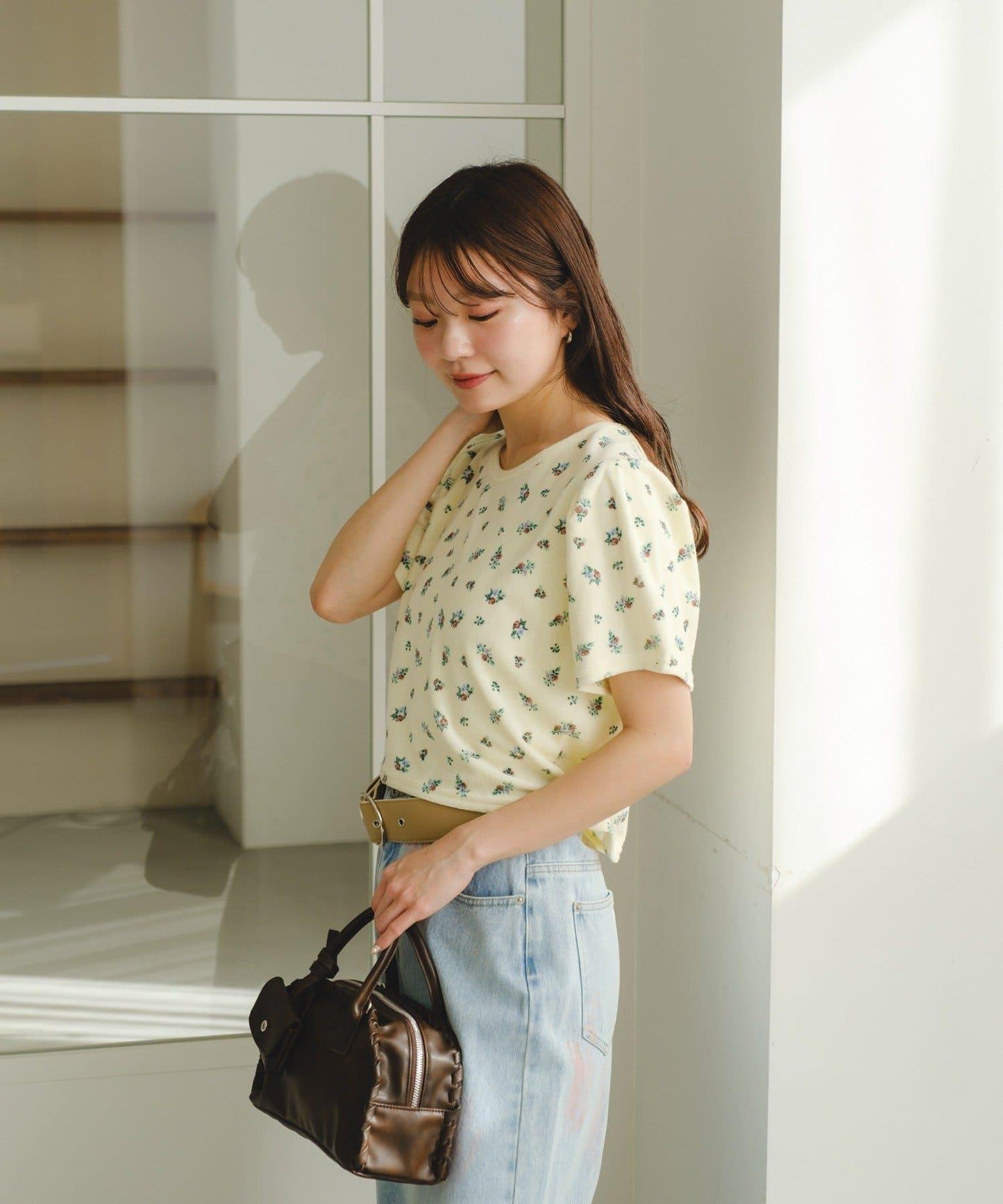 毛巾絨花卉圖案 T恤