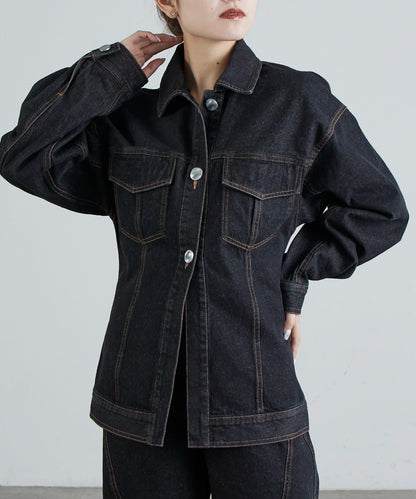 收腰設計牛仔夾克