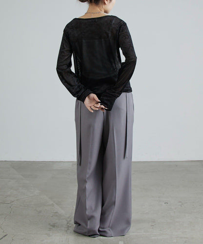 前抽褶天鵝絨套頭上衣