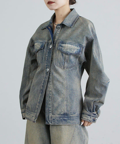收腰設計牛仔夾克