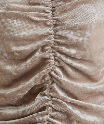 前抽褶天鵝絨套頭上衣