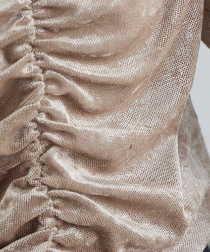 前抽褶天鵝絨套頭上衣