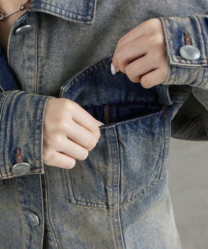 收腰設計牛仔夾克