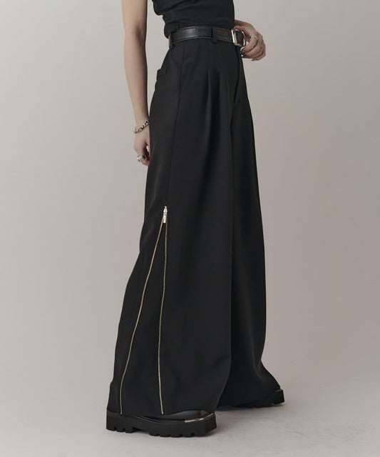 側邊拉鍊 闊腿喇叭 褲子