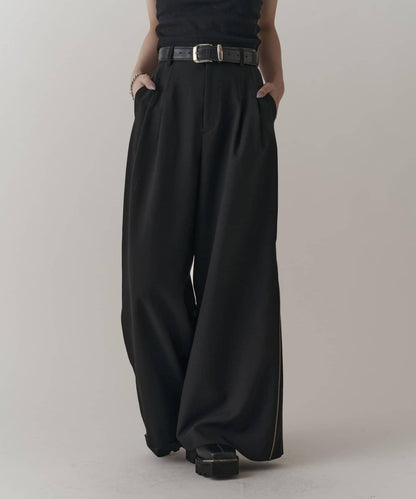 側邊拉鍊 闊腿喇叭 褲子