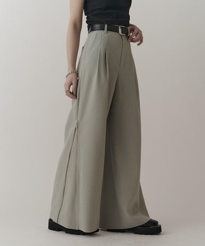 側邊拉鍊 闊腿喇叭 褲子