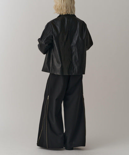 側邊拉鍊 闊腿喇叭 褲子