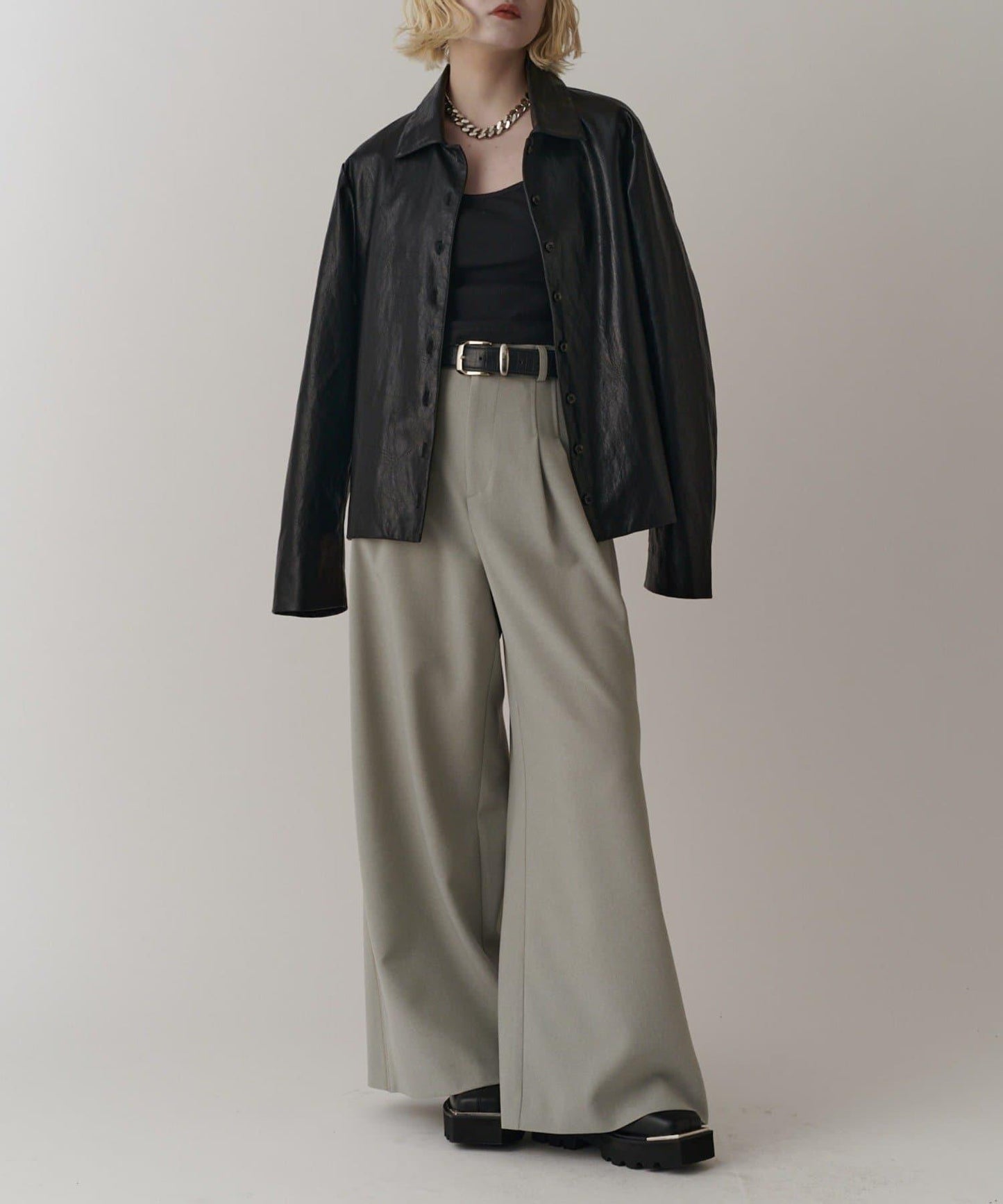 側邊拉鍊 闊腿喇叭 褲子