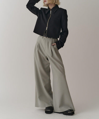 側邊拉鍊 闊腿喇叭 褲子