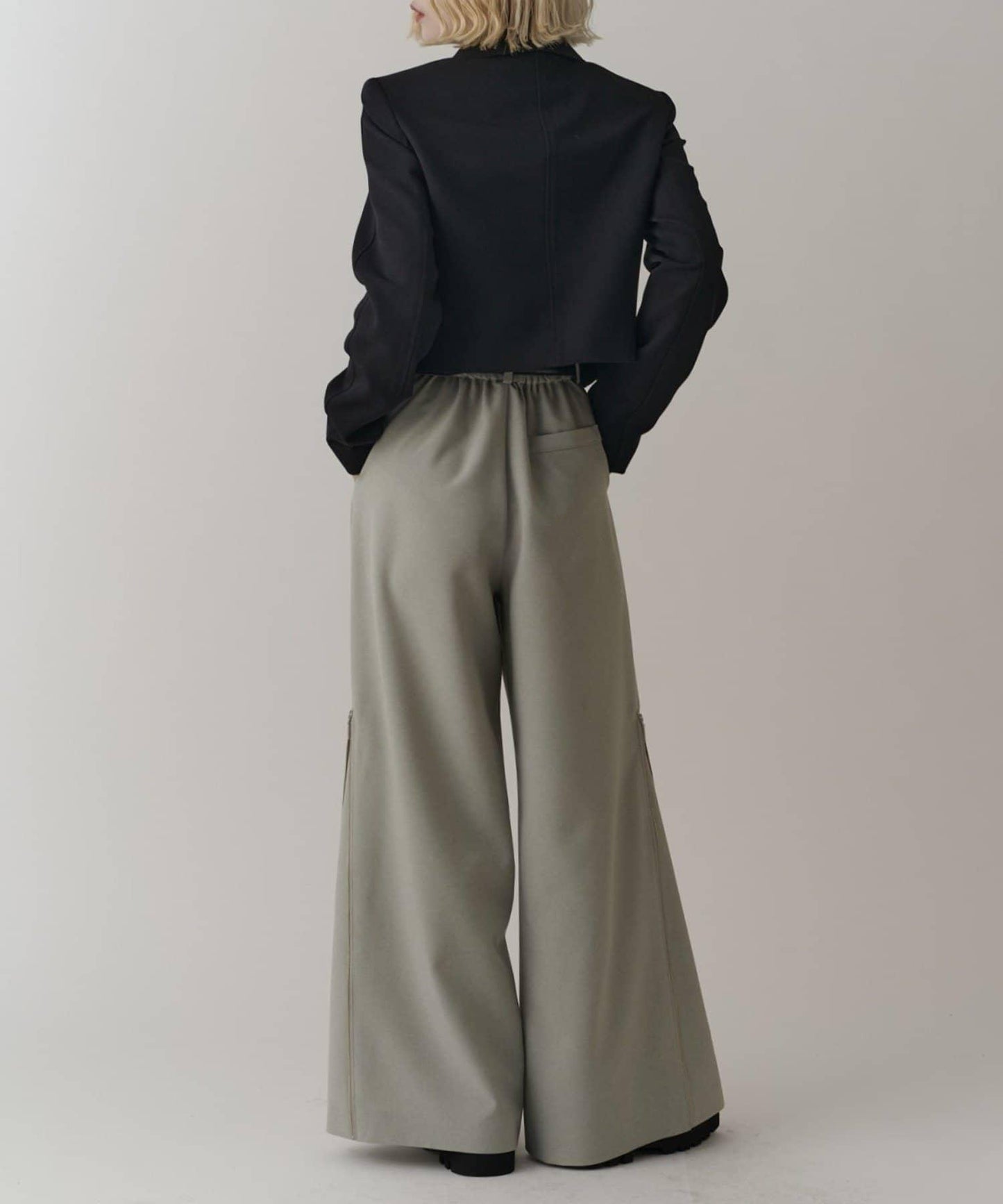 側邊拉鍊 闊腿喇叭 褲子