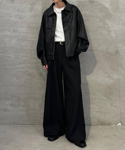 側邊拉鍊 闊腿喇叭 褲子