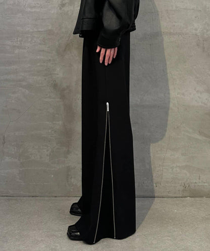 側邊拉鍊 闊腿喇叭 褲子