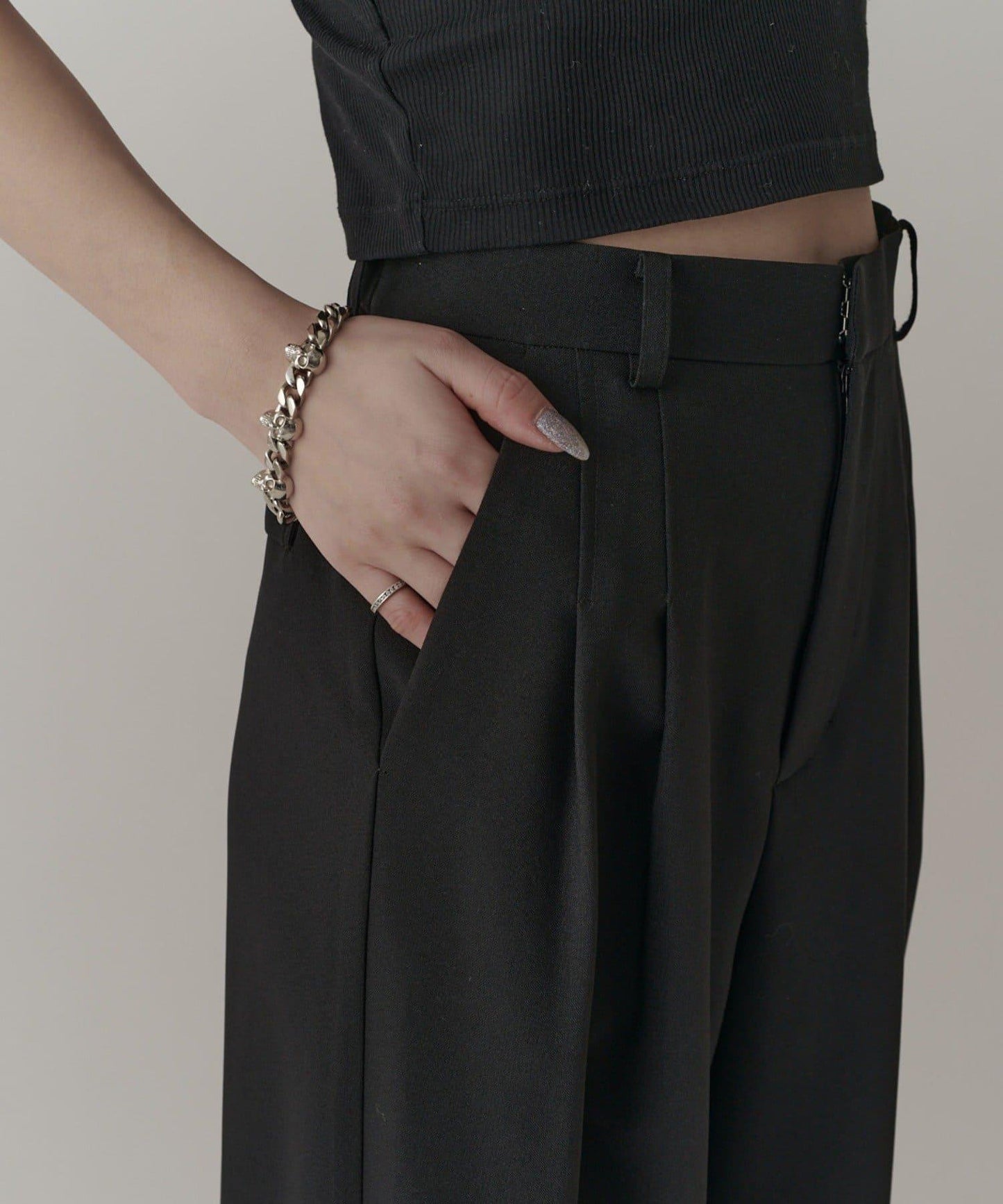 側邊拉鍊 闊腿喇叭 褲子