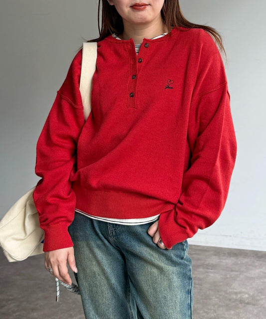 單點刺繡 亨利領 套頭上衣