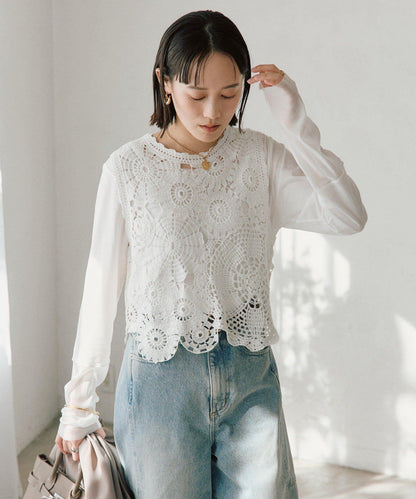 造型感刺繡馬甲（款）