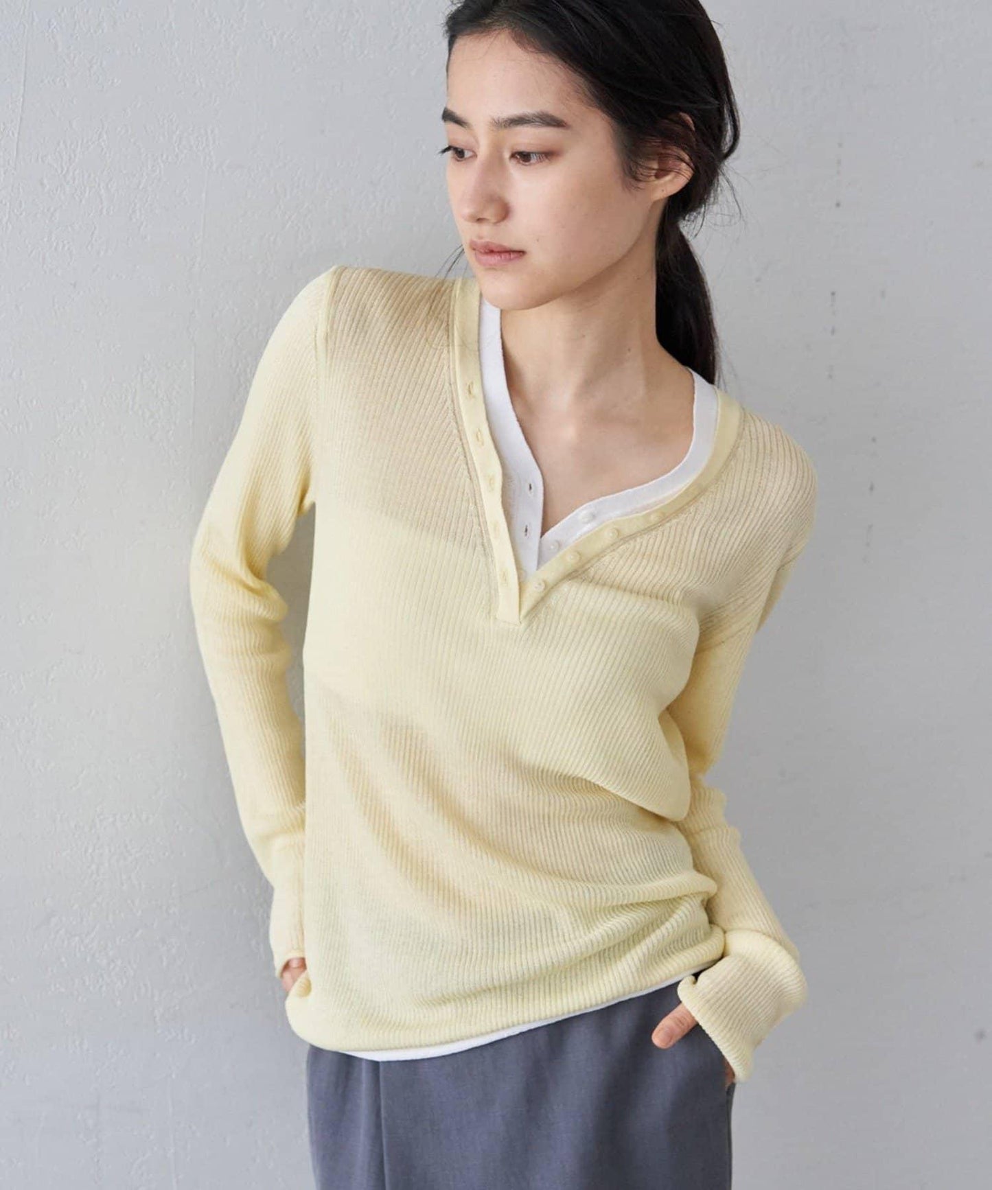 亨利領層次感針織上衣