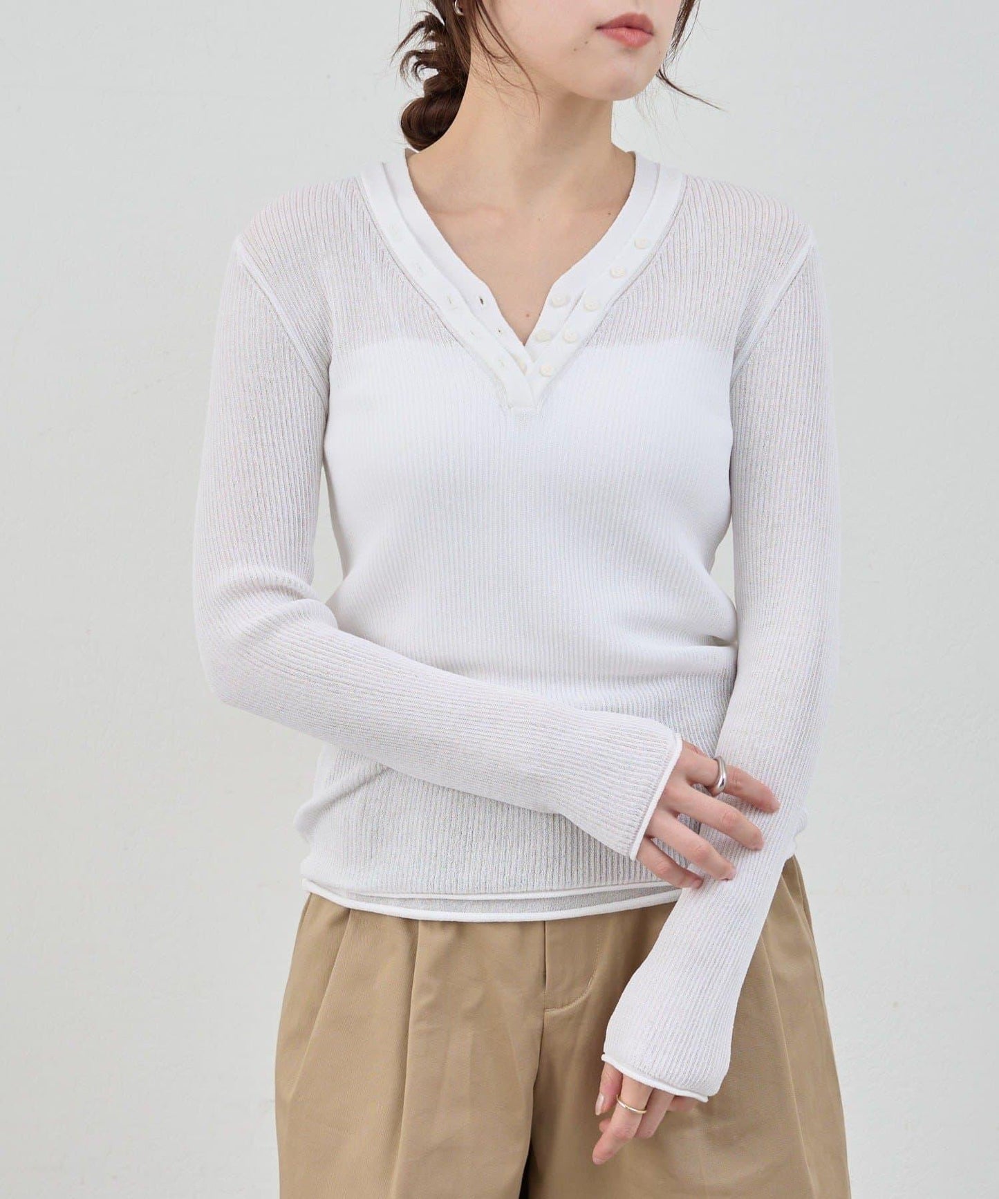 亨利領層次感針織上衣