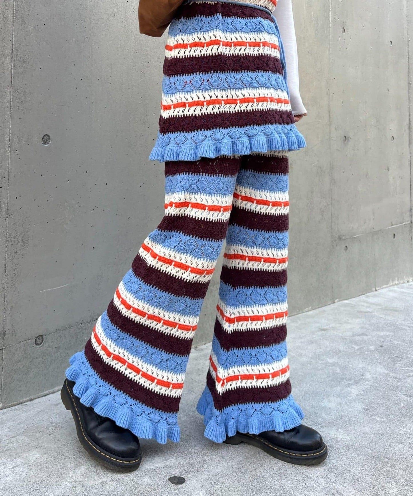 HELLO.SANFRANCISCO 鏤空條紋 針織褲