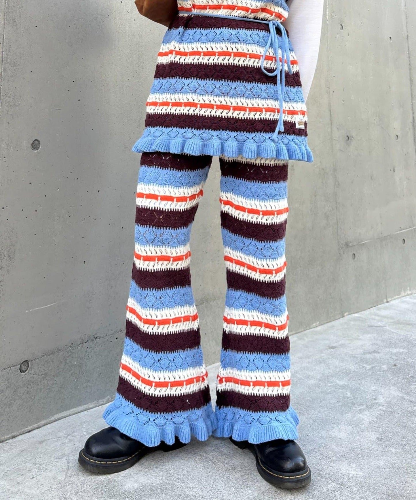 HELLO.SANFRANCISCO 鏤空條紋 針織褲