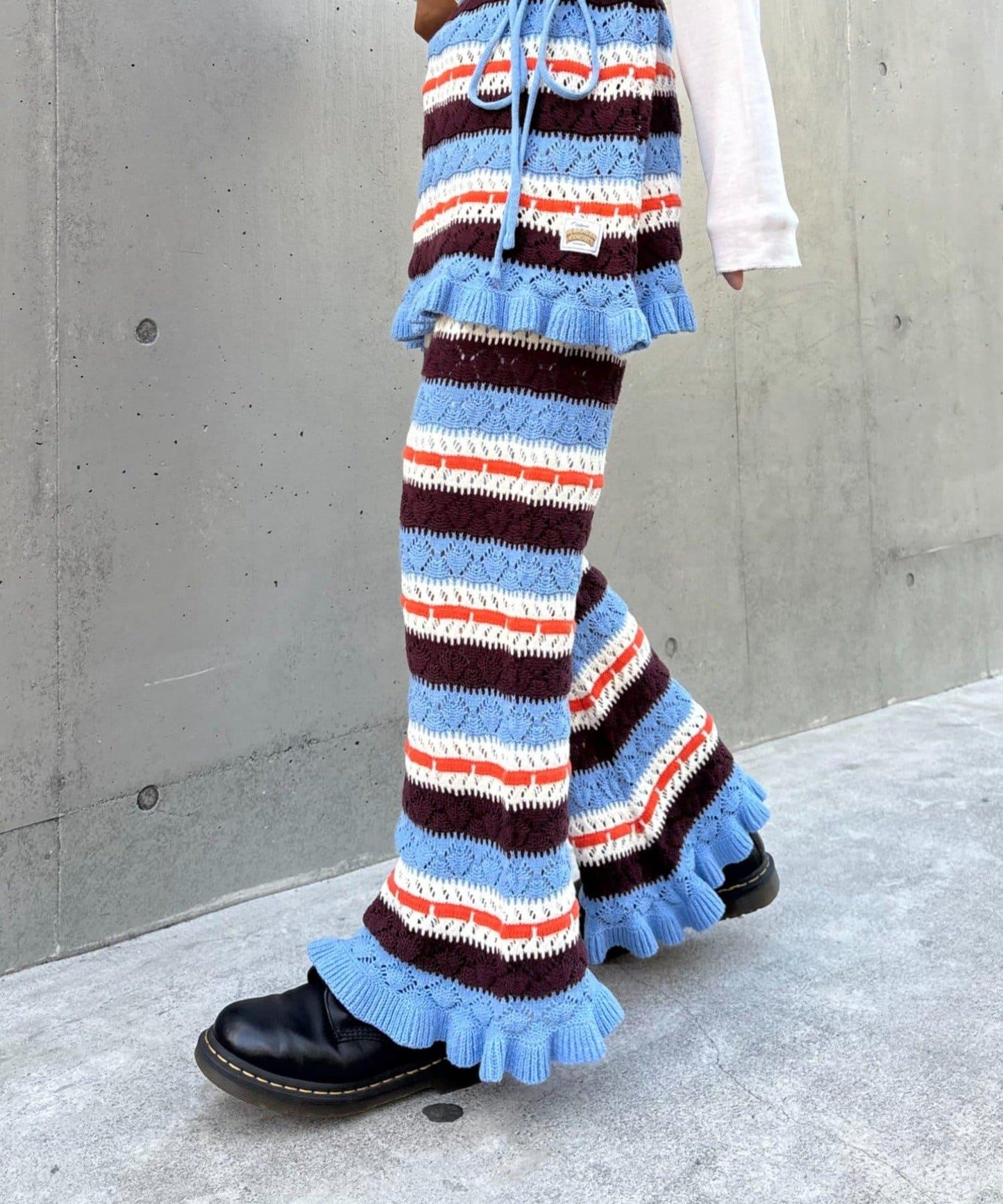 HELLO.SANFRANCISCO 鏤空條紋 針織褲