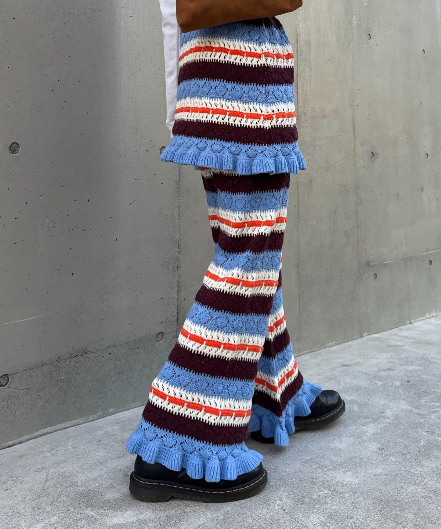 HELLO.SANFRANCISCO 鏤空條紋 針織褲