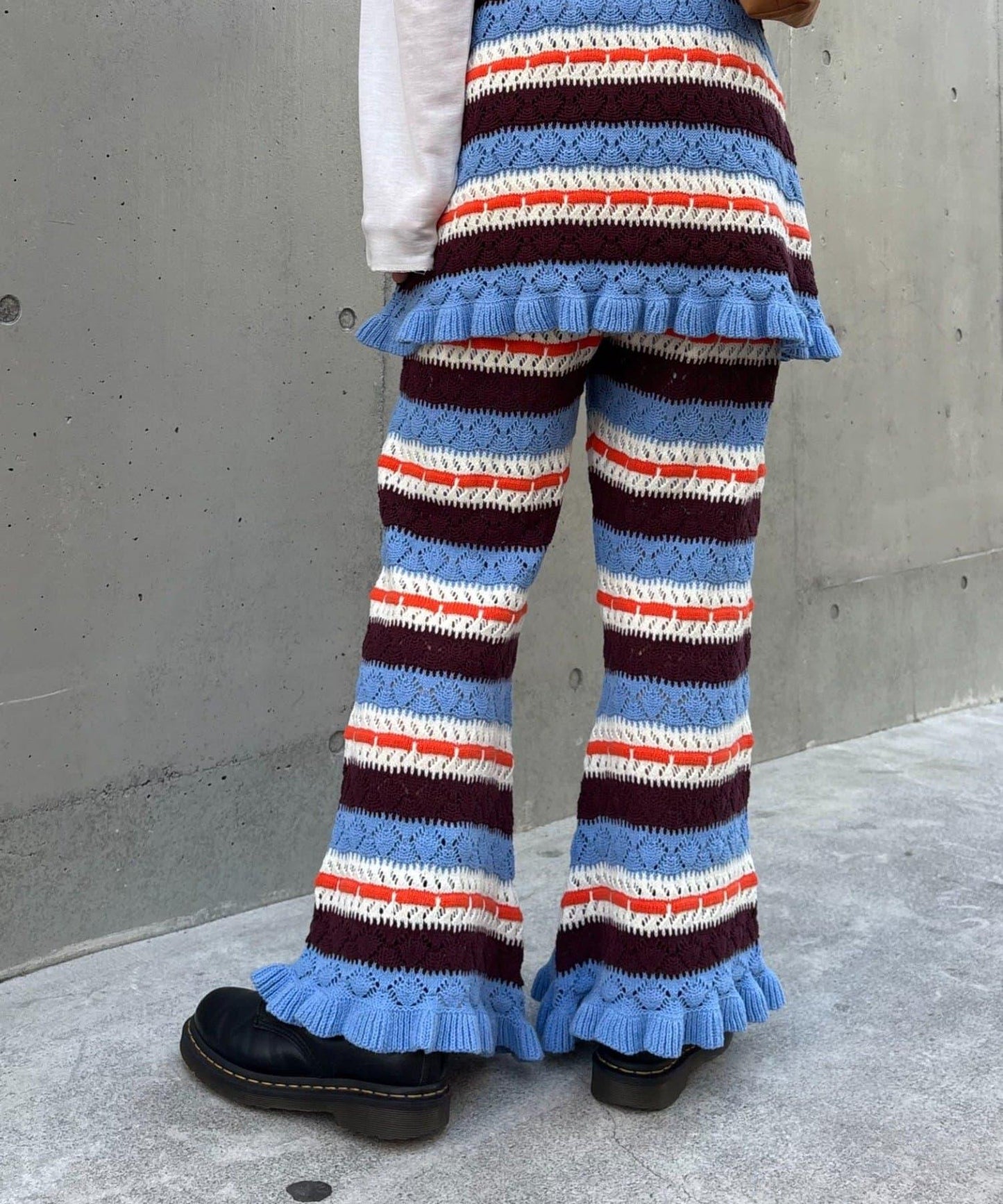 HELLO.SANFRANCISCO 鏤空條紋 針織褲