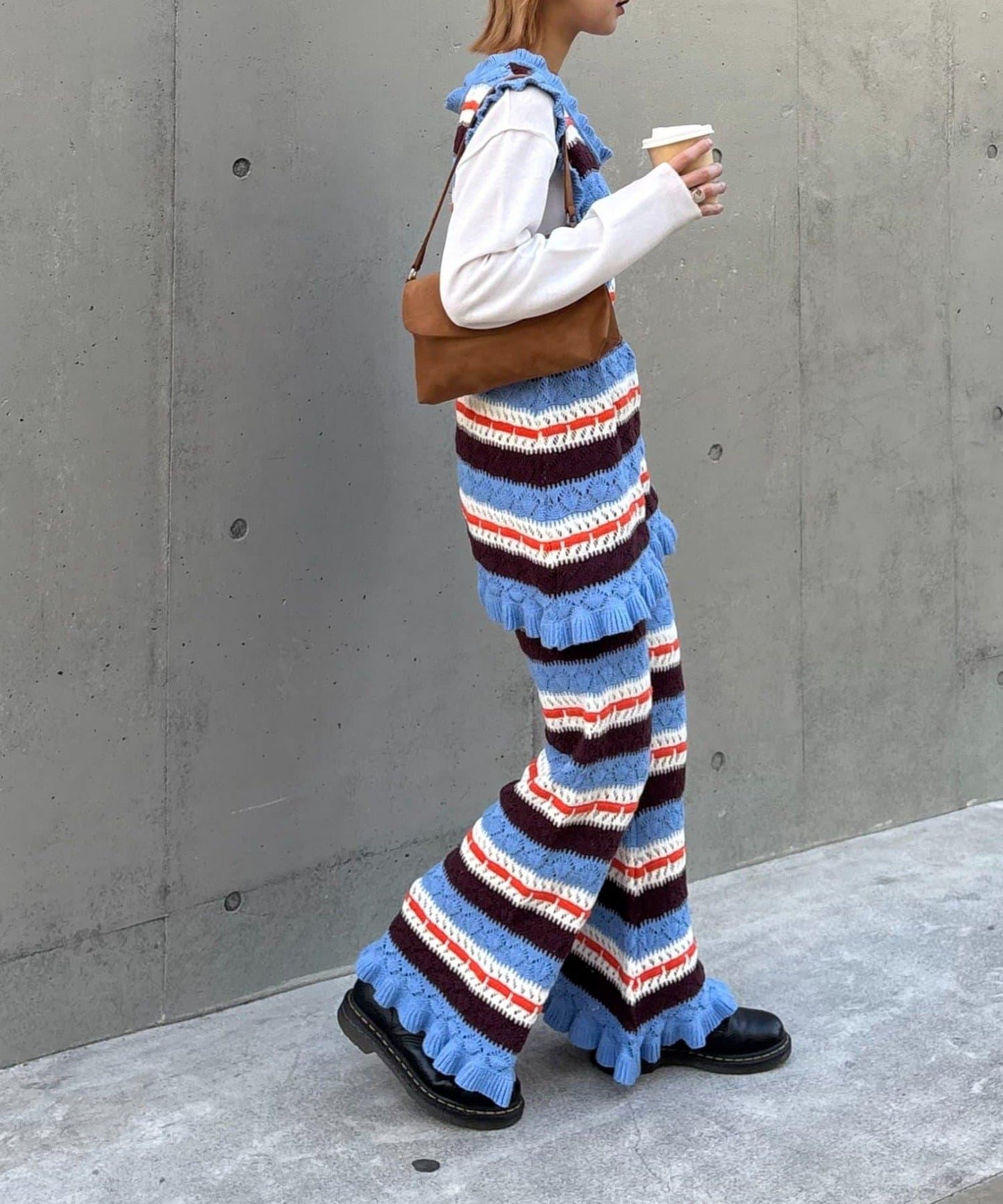 HELLO.SANFRANCISCO 鏤空條紋 針織褲