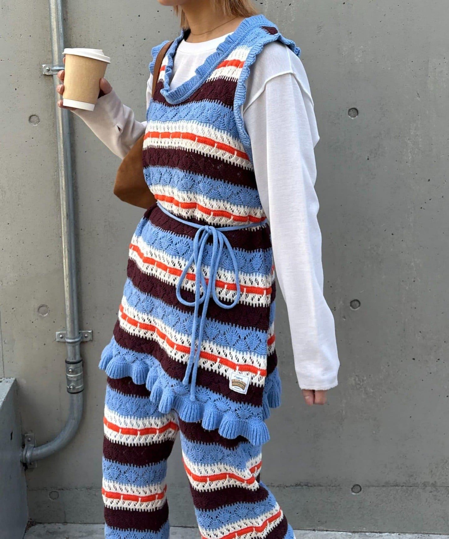 HELLO.SANFRANCISCO 鏤空條紋針織長款上衣