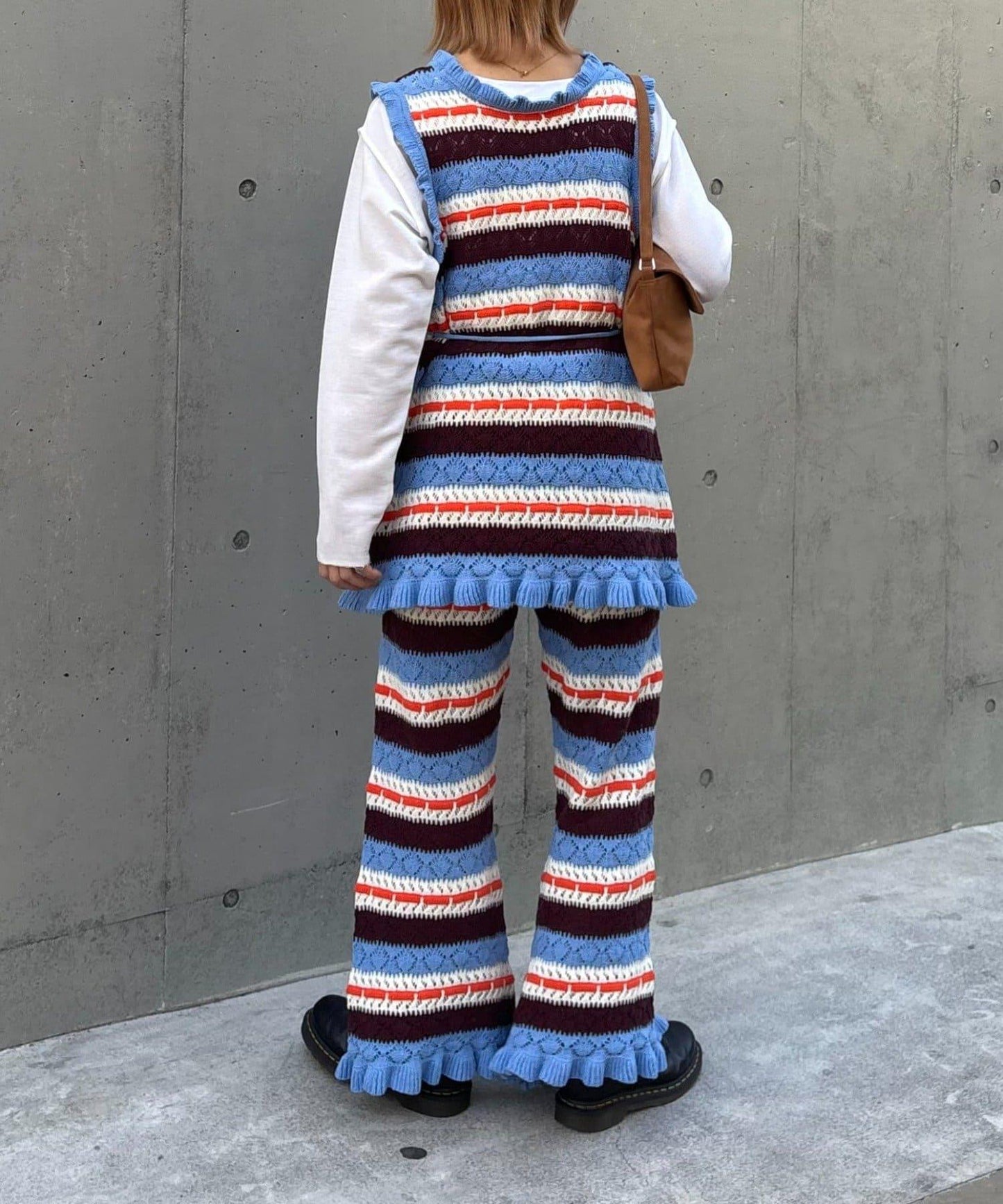 HELLO.SANFRANCISCO 鏤空條紋 針織褲